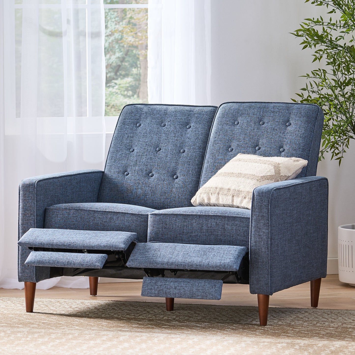Manville Contemporary Tufted Loveseat Pushback Recliner