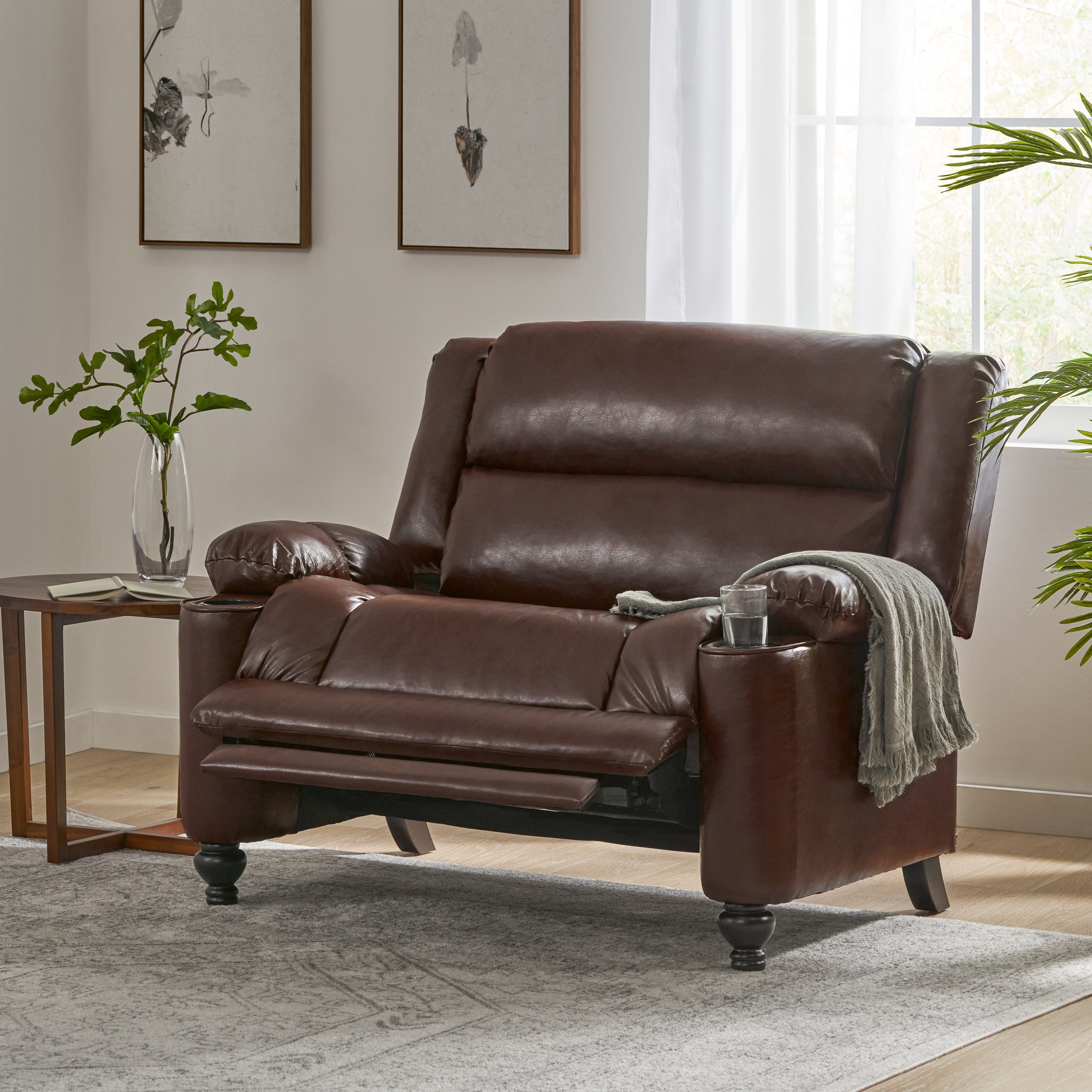 Faux leather oversized chair hot sale