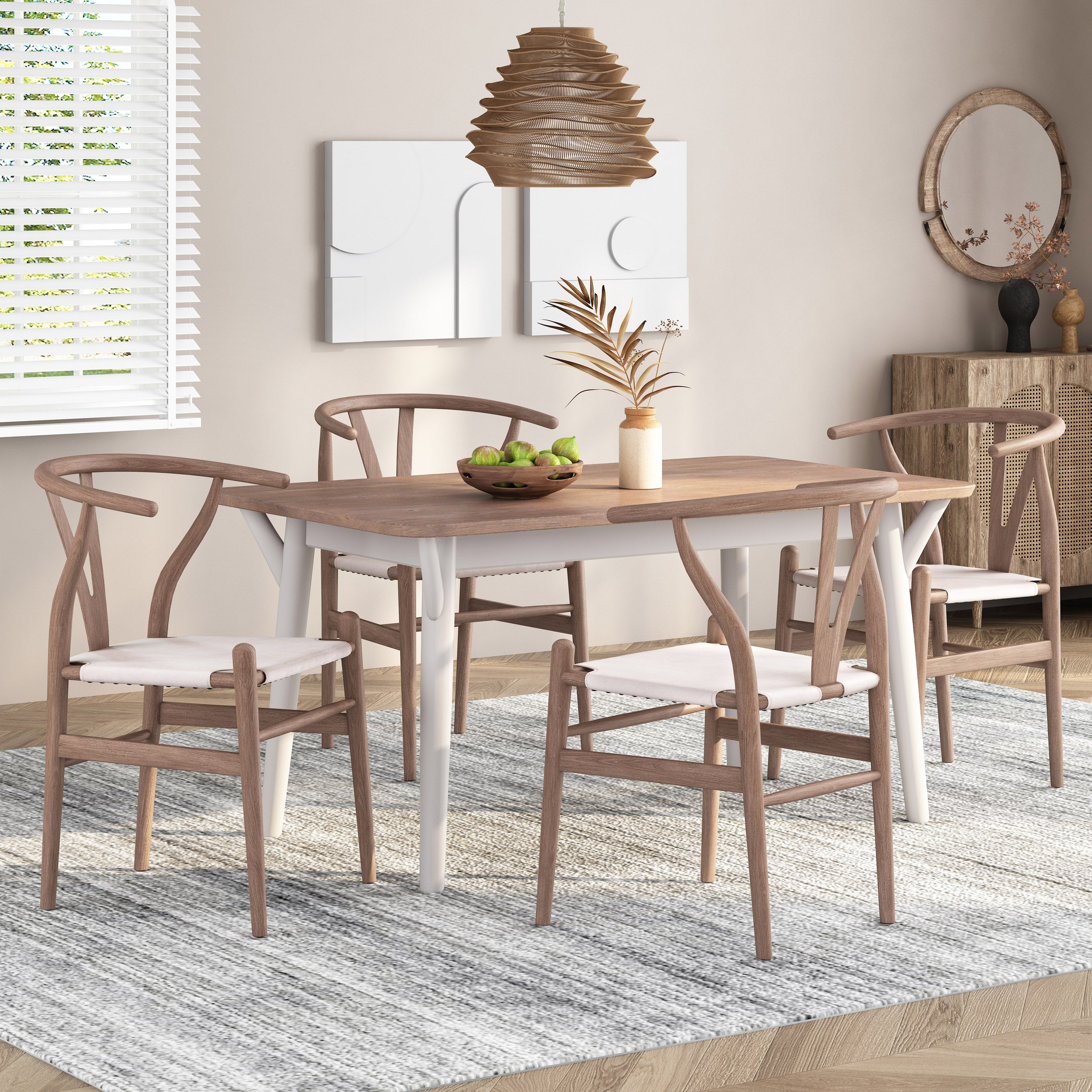 Quince Mid Century Boho Ash Wood Dining Chairs, Set of – GDFStudio