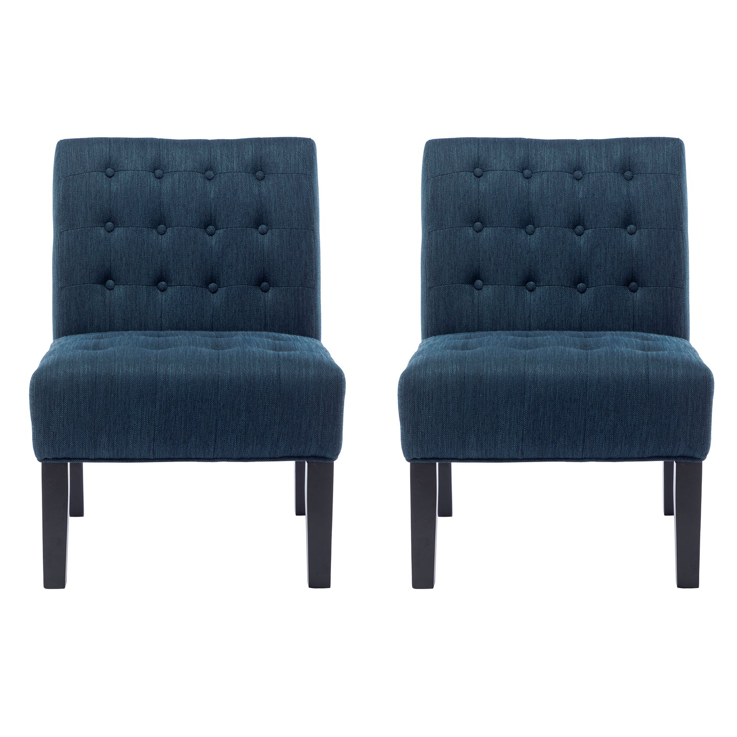 Mulligan Contemporary Fabric Tufted Slipper Chairs, Set of 2