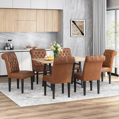 Emerson Contemporary Tufted Rolltop Dining Chairs, Set of 6