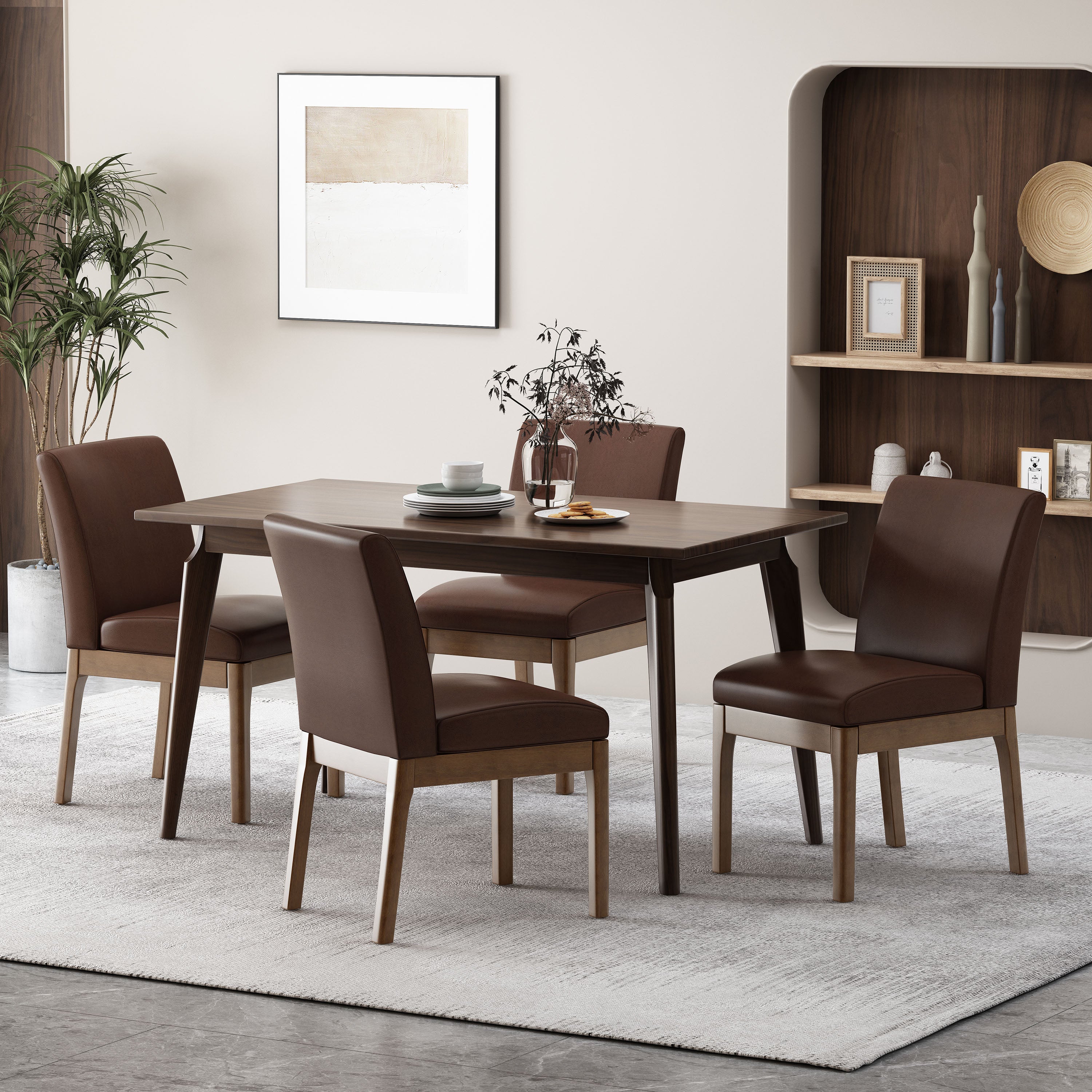 Dark brown upholstered dining outlet chairs