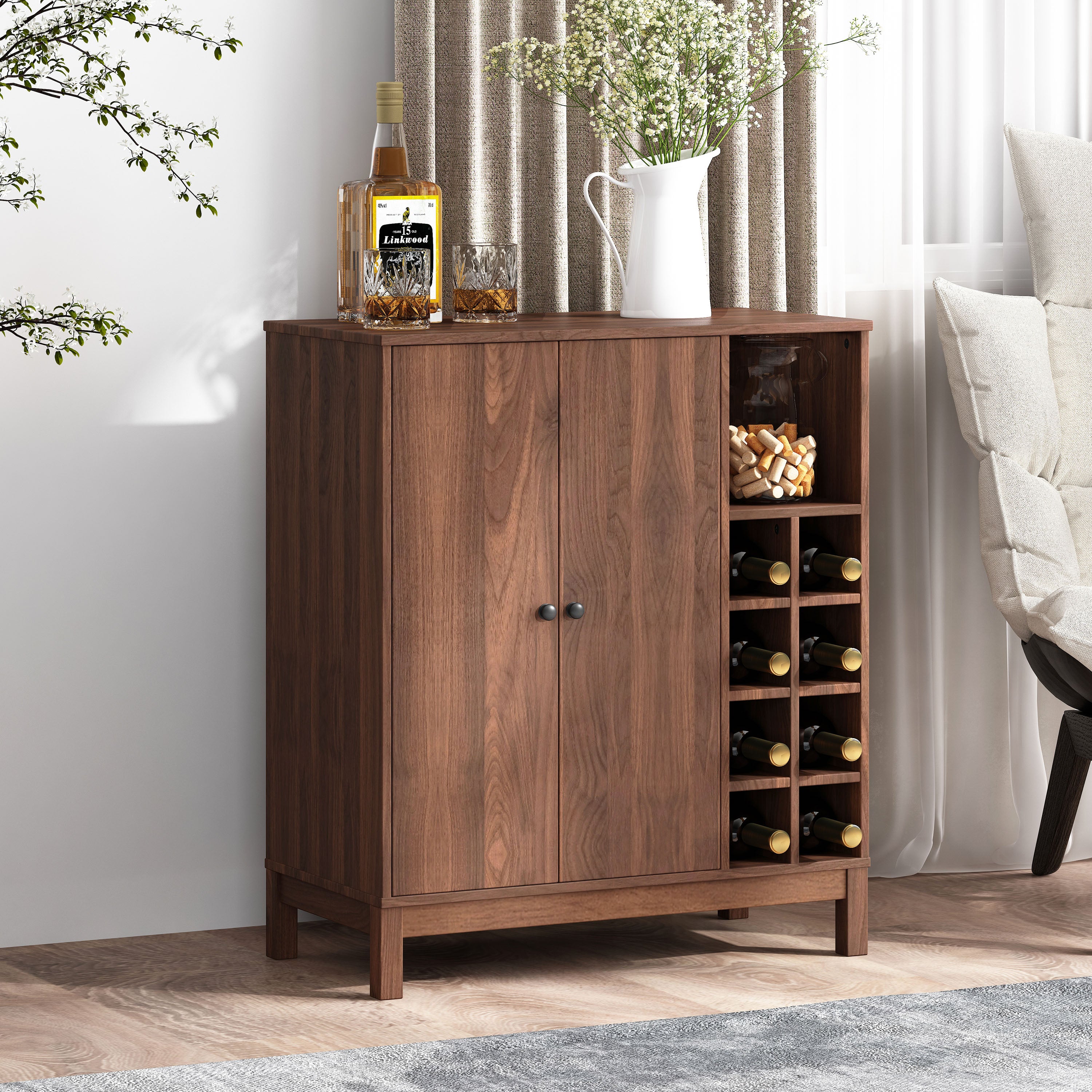 Dark walnut deals bar cabinet