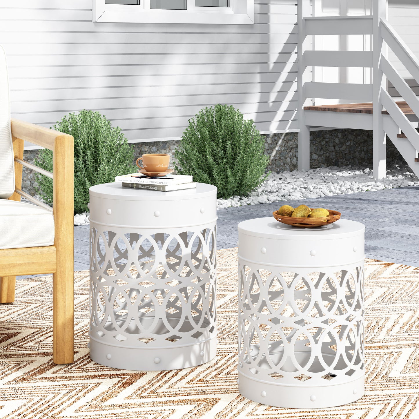 Pellerin Outdoor Metal Side Tables, Set of 2