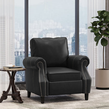 Burkehaven Contemporary Faux Leather Club Chair with Nailhead Trim