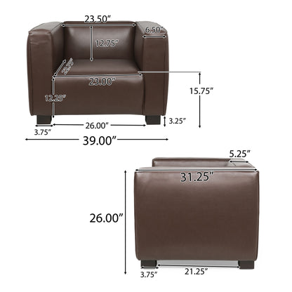 Minkler Contemporary Faux Leather 3 Piece Living Room Sofa Set