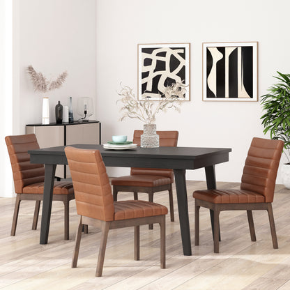 Elisson Mid Century Modern Channel Stitch Dining Chairs, Set of 4