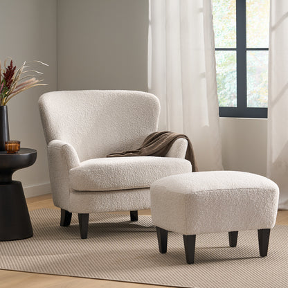 Gerald Boucle Upholstered Club Chair and Ottoman Set