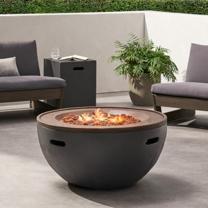 Gaylor Outdoor 40,000 BTU Lightweight Concrete Bowl Fire Pit with Tank Holder, Dark Gray and Natural