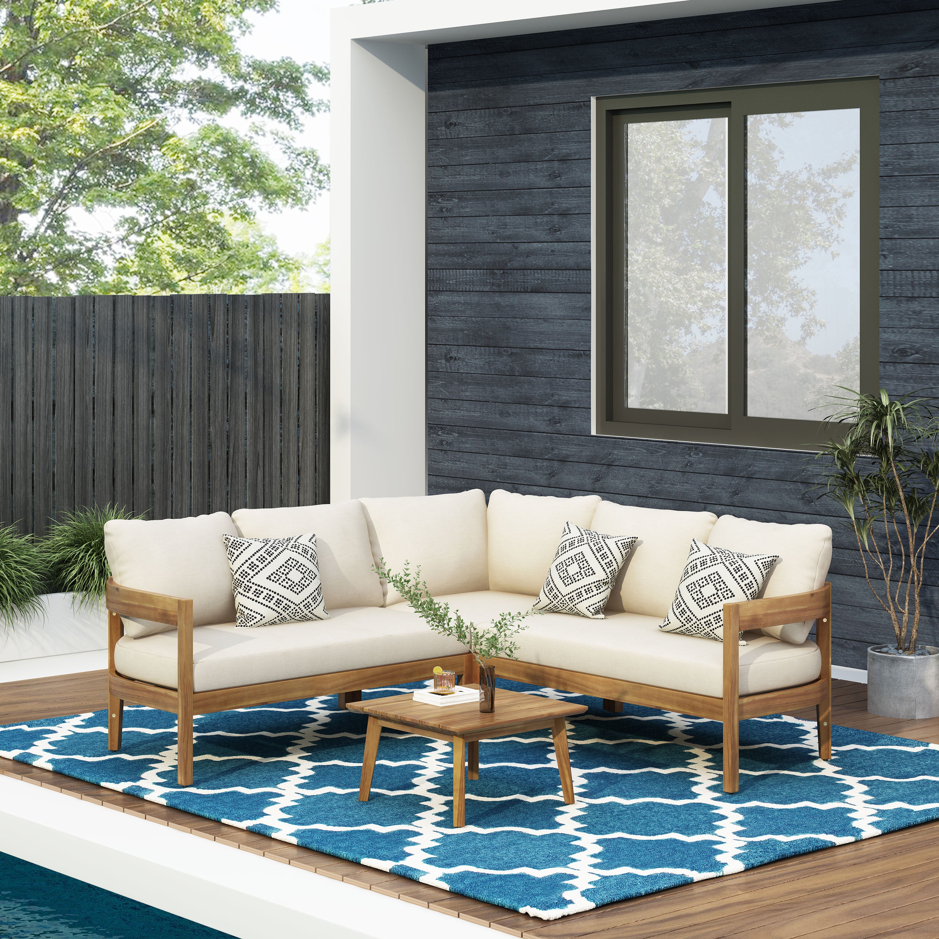 Outdoor wood sectional online sofa