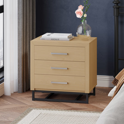 Borah Contemporary Faux Wood 3 Drawer Nightstand