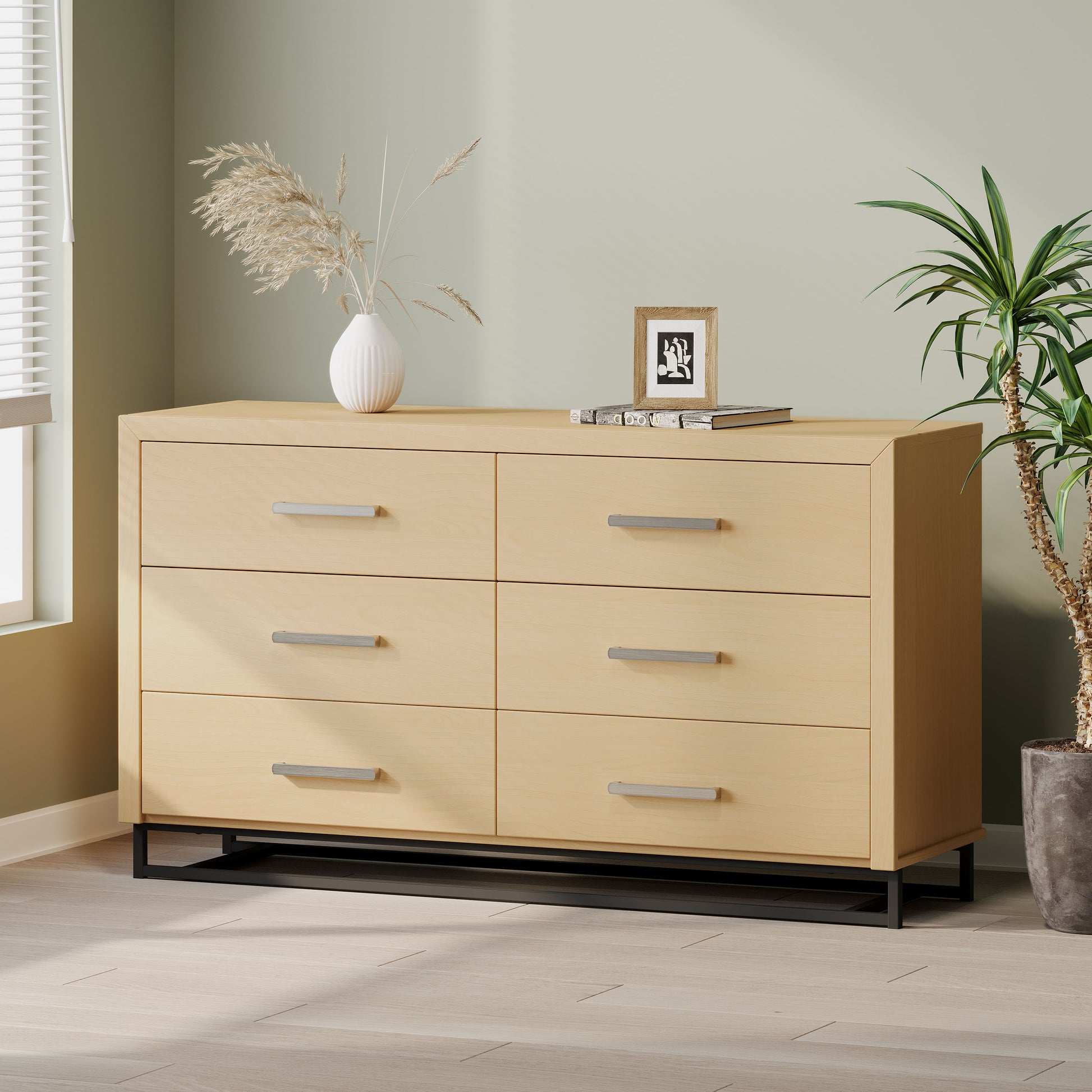 Borah Contemporary Faux Wood 6 Drawer Double Dresser – GDFStudio Borah Contemporary Faux Wood 6 Drawer Double Dresser – GDFStudio