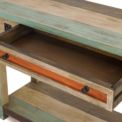 Tracey Handmade Distressed Mango Wood Console Table, Multicolored