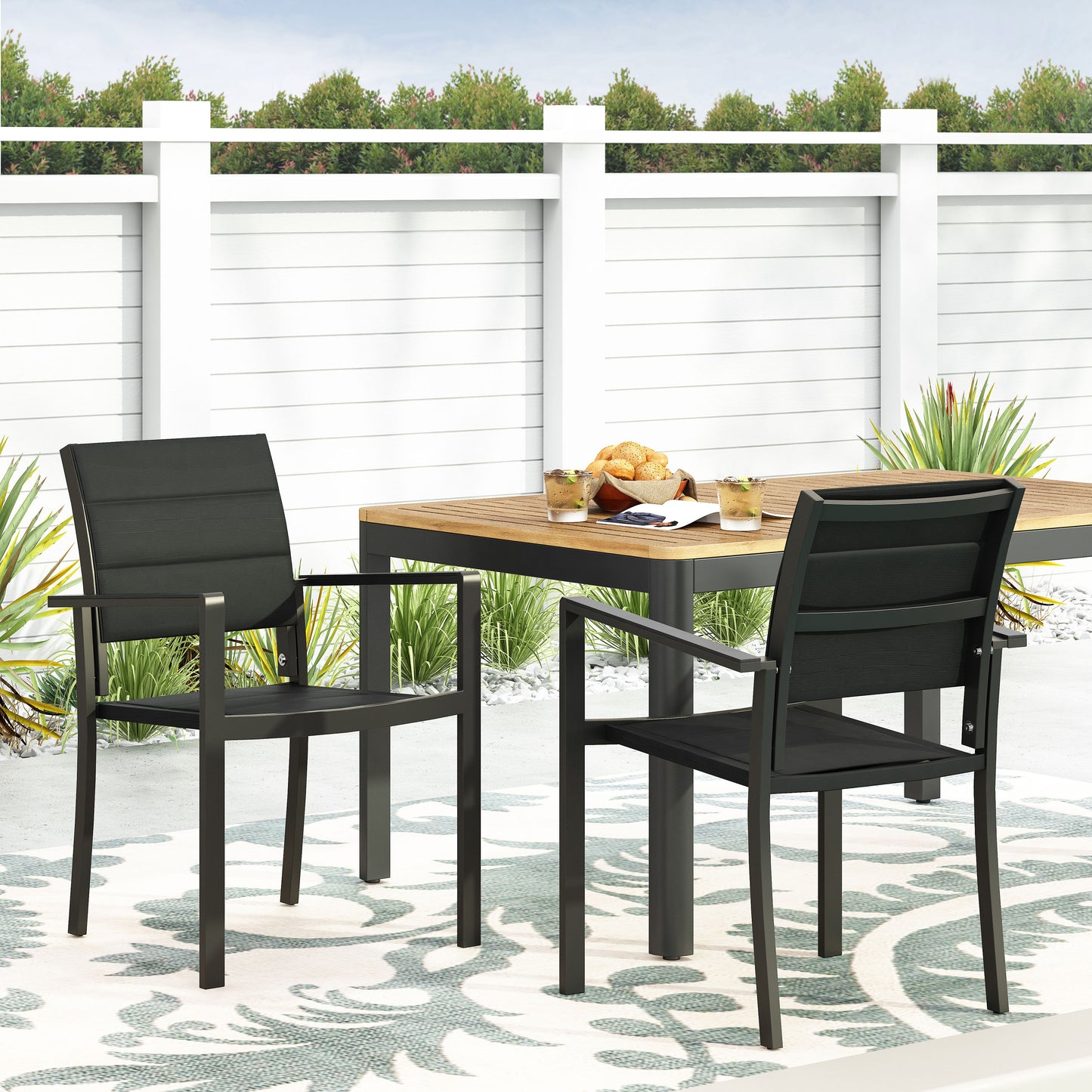 Curtisian Outdoor Mesh and Aluminum Dining Chairs