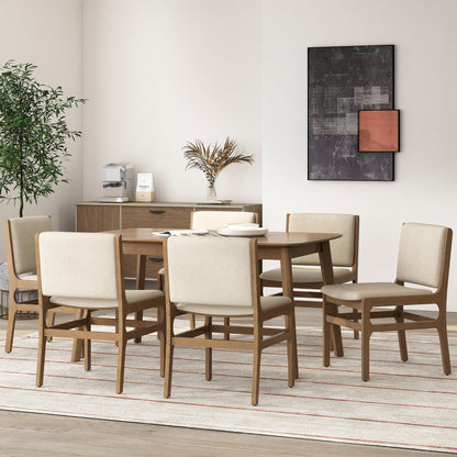 Galtin Contemporary Fabric Upholstered Wood Dining Chairs, Set of 6