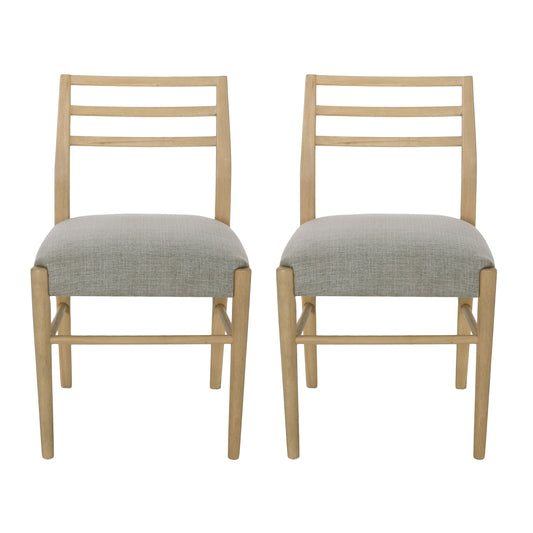 Felly Farmhouse Fabric Upholstered Wood Dining Chairs, Set of 2