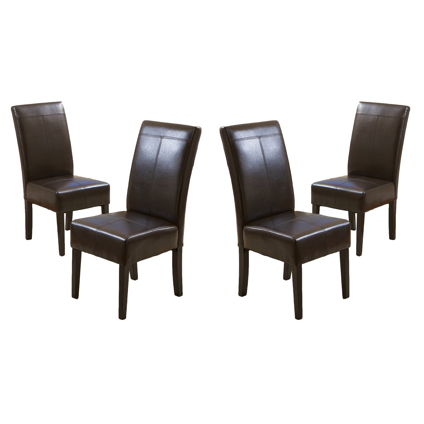 Percival T-stitched Chocolate Brown Leather Dining Chairs