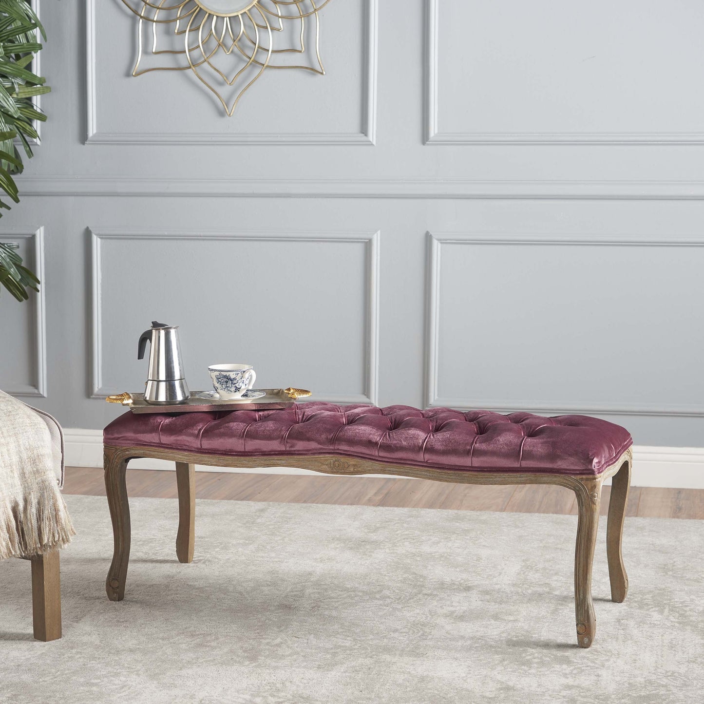 Talia Elegant Tufted New Velvet Cushion Bench