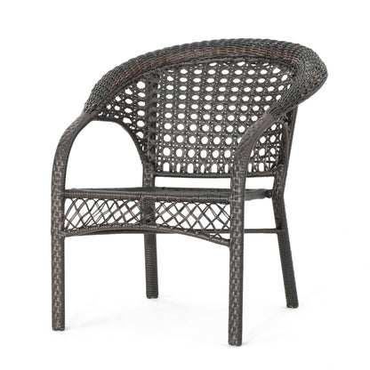 Bradley Outdoor 3 Piece Multi-Brown Wicker Chat Set with Stacking Chairs