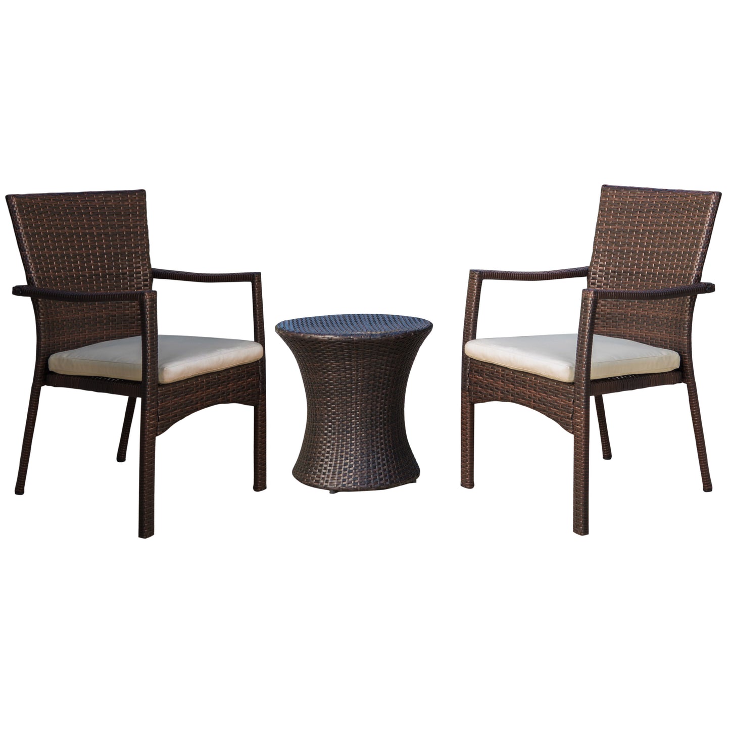 Vestavia Outdoors Brown Wicker 3 Piece Stacking Chair Chat Set
