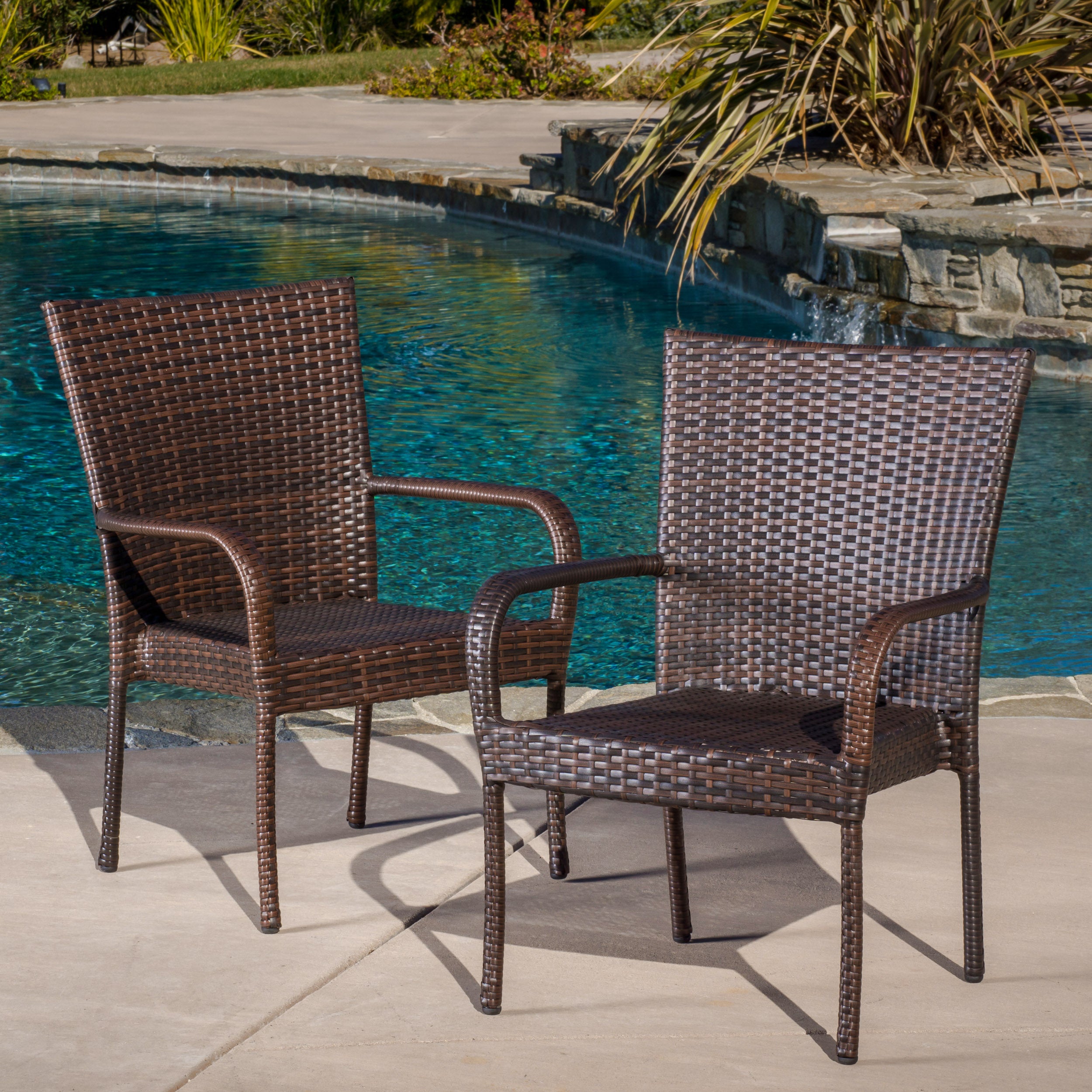 Ferndale Outdoor Contemporary Wicker Stacking Chairs – GDFStudio