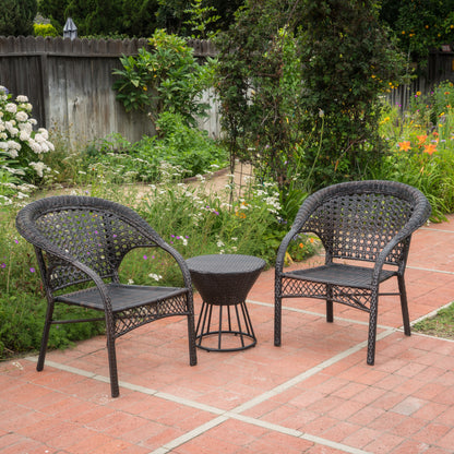 Mystic Outdoor 3 Piece Multi-brown Wicker Stacking Chair Chat Set