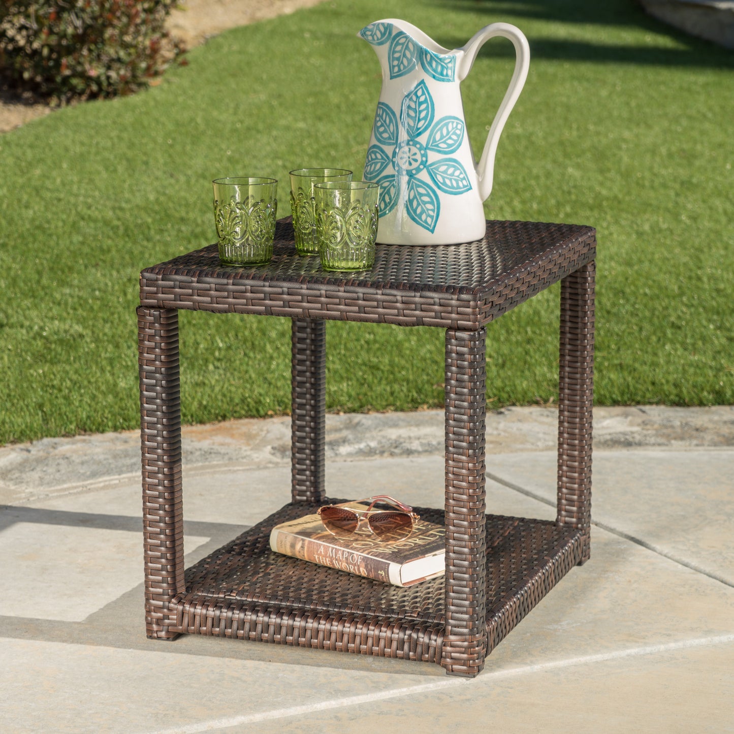 Parham Outdoor 3 Piece Multi-brown Wicker Stacking Chair Chat Set