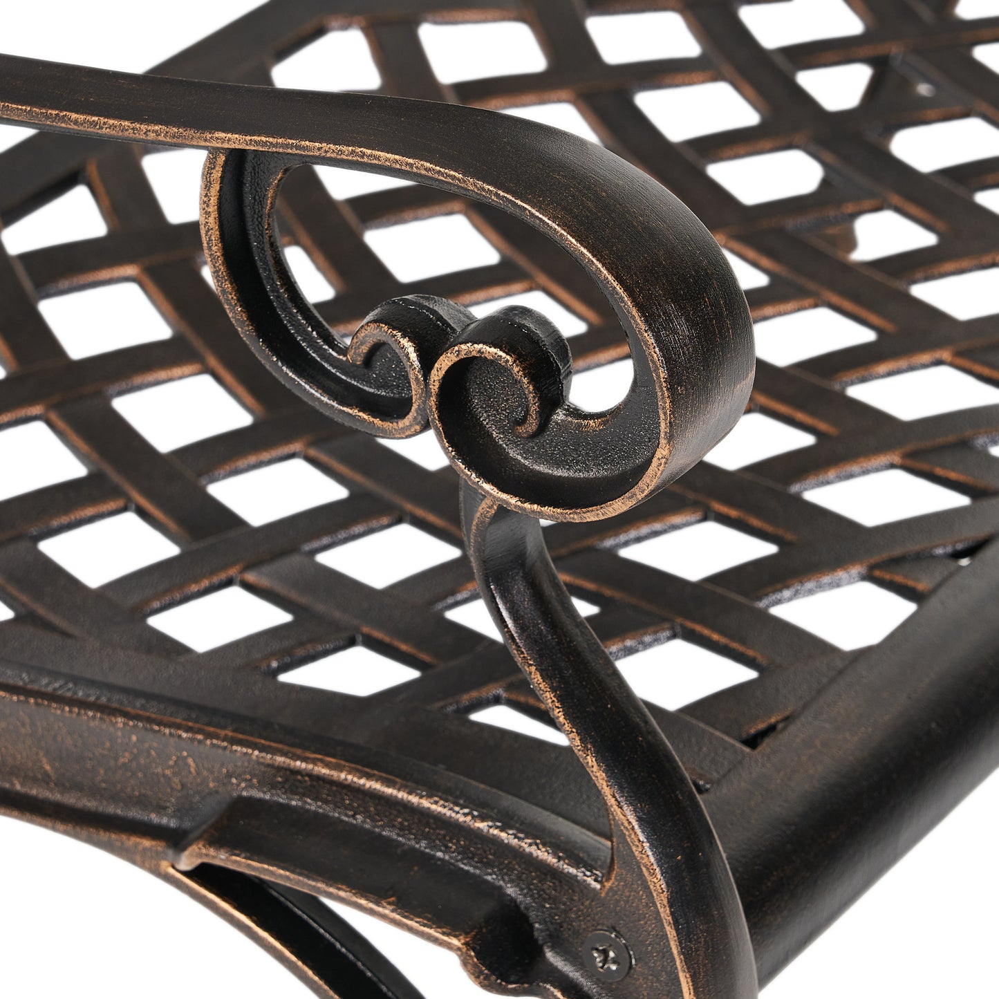 Eastwood Traditional Mesh Pattern Antique Copper Cast Aluminum Bench