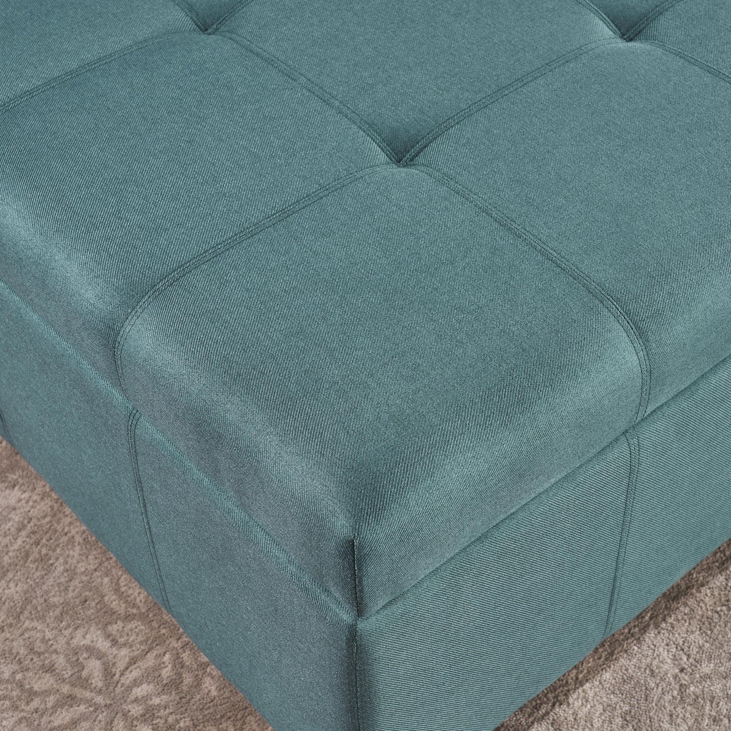 Carlyle Square Tufted Fabric Storage Ottoman Coffee Table