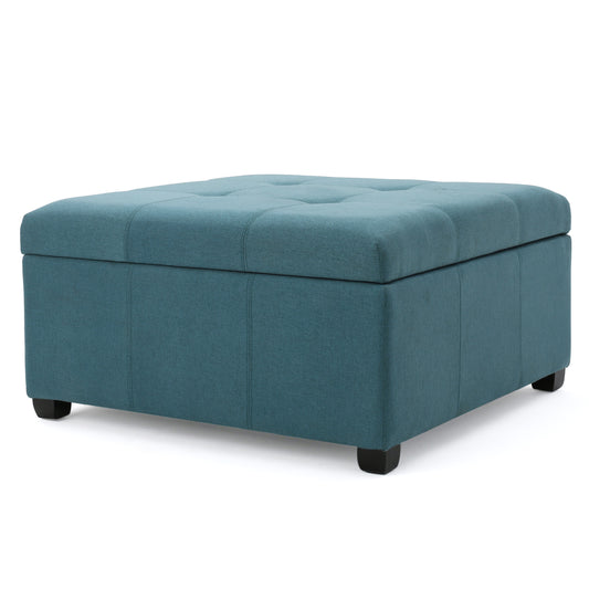 Carlyle Square Tufted Fabric Storage Ottoman Coffee Table