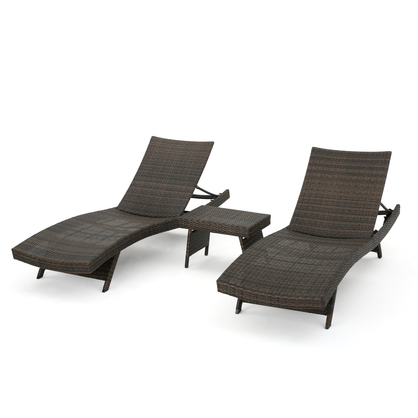 Thelma Outdoor Wicker Chaise Lounge w/ Aluminum Frame & Table