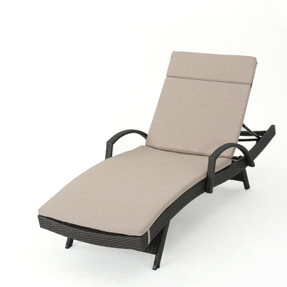 Solaris Outdoor Grey Wicker Armed Chaise Lounge w/ Water Resistant Cushion