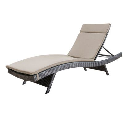 Lakeport Outdoor Grey Wicker Adjustable Chaise Lounge w/ Cushion