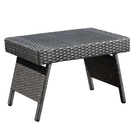 Akehurst Outdoor Gray Wicker Adjustable Folding Side Table