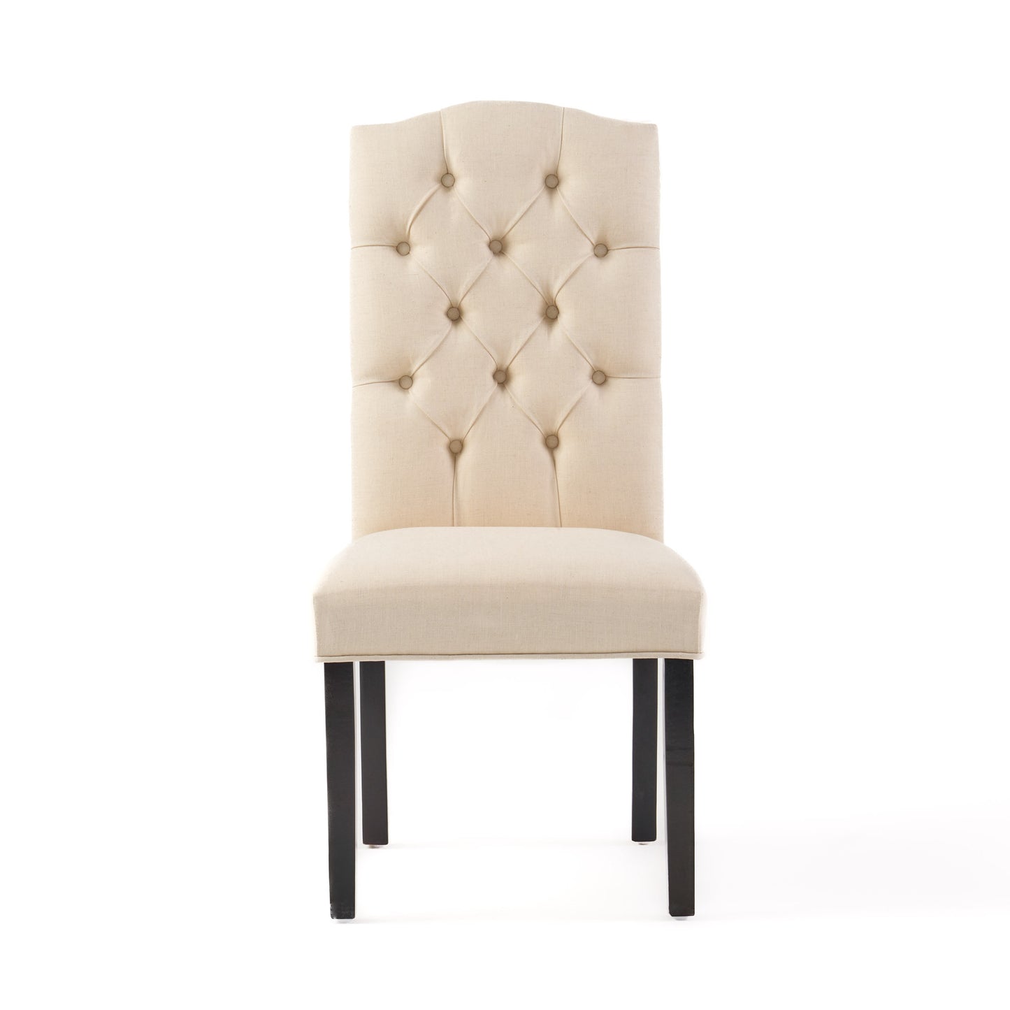 Clark Button Tufted Fabric Dining Chair with Tapered Legs, Set of 2