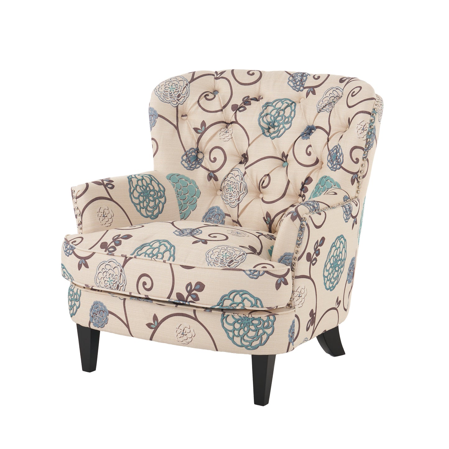 Alfred Button Tufted Fabric Club Chair