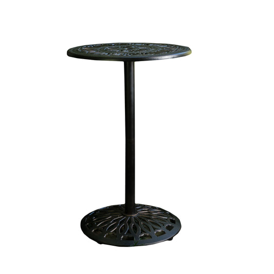 Edmonson Outdoor Traditional Ornate Shiny Copper Metal Bar Table