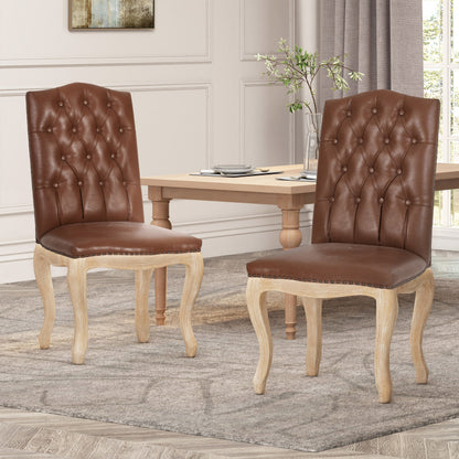 Cello Contemporary Faux Leather Dining Chairs, Set of 2