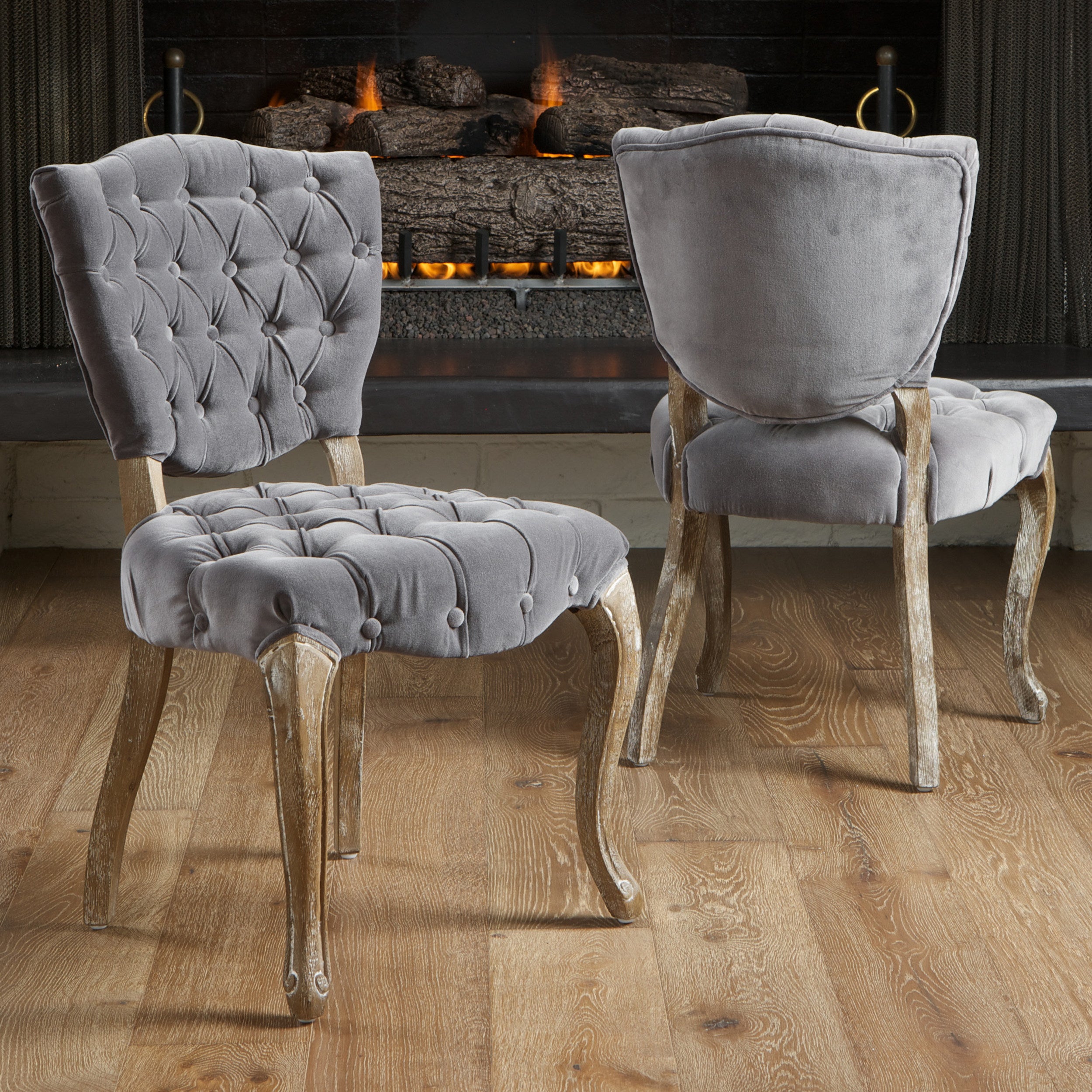 Gray tufted dining discount chair