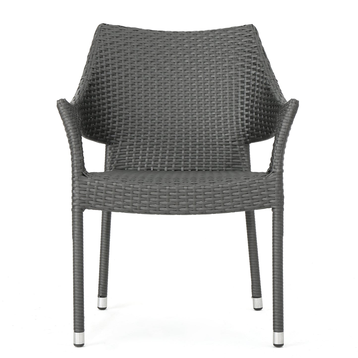 Melisandre Outdoor Grey Wicker Stacking Chairs (Set of 4)