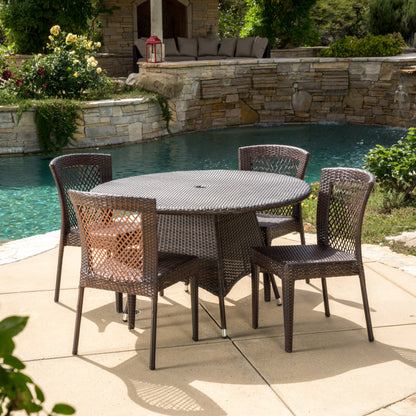Holmes Outdoor 5pc Multibrown Wicker Dining Set
