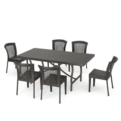 Chatham Outdoor 7 Piece Multibrown Wicker Dining Set