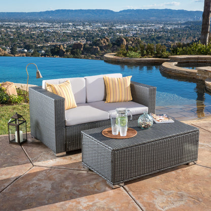 Asgard Multi-Grey PE 2pc Outdoor Sofa and Coffee Table Set