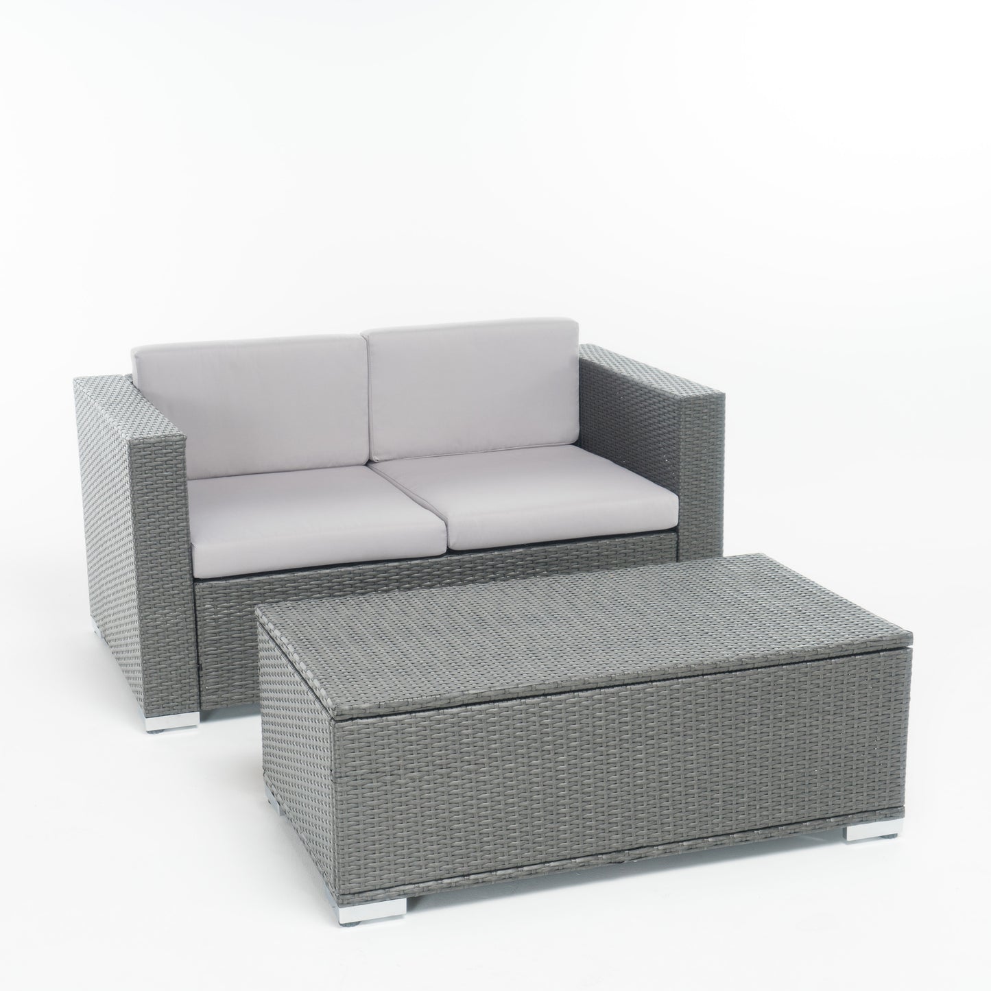 Asgard Multi-Grey PE 2pc Outdoor Sofa and Coffee Table Set