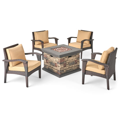 Ilse Outdoor 4 Club Chair Chat Set with Fire Pit