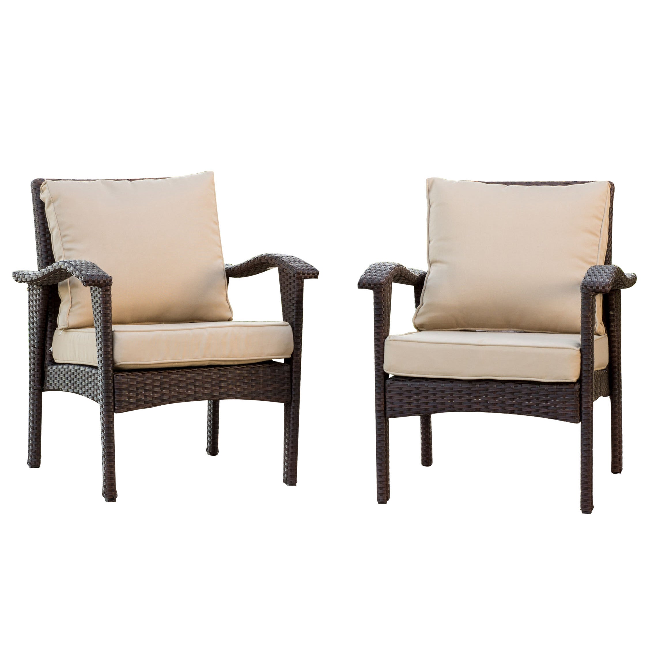 Bleecker Outdoor Wicker Club Chair with Cushion, Set of 2 – GDFStudio