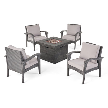 Norma Outdoor 4 Club Chair Chat Set with Fire Pit