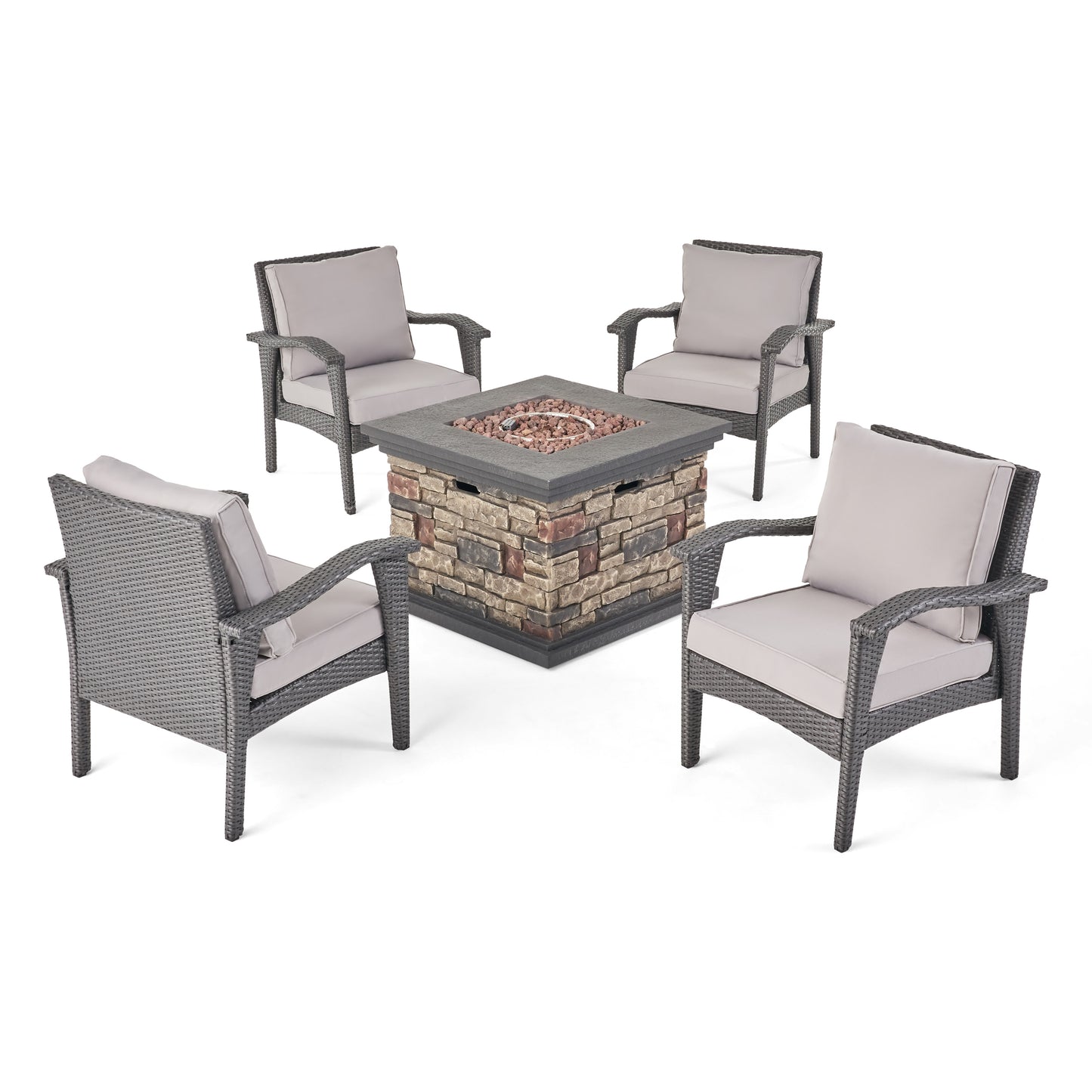 Modesty Outdoor 4 Club Chair Chat Set with Fire Pit