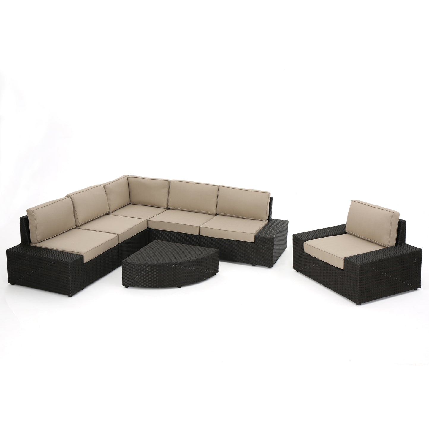 Reddington 7pc Outdoor Brown Wicker Sofa Set w/ Cushions