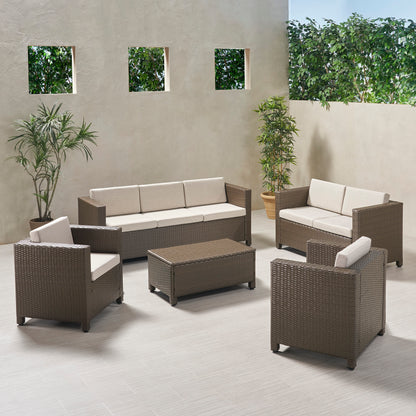 Doreen Outdoor 7 Seater Sofa Chat Set with Cushions